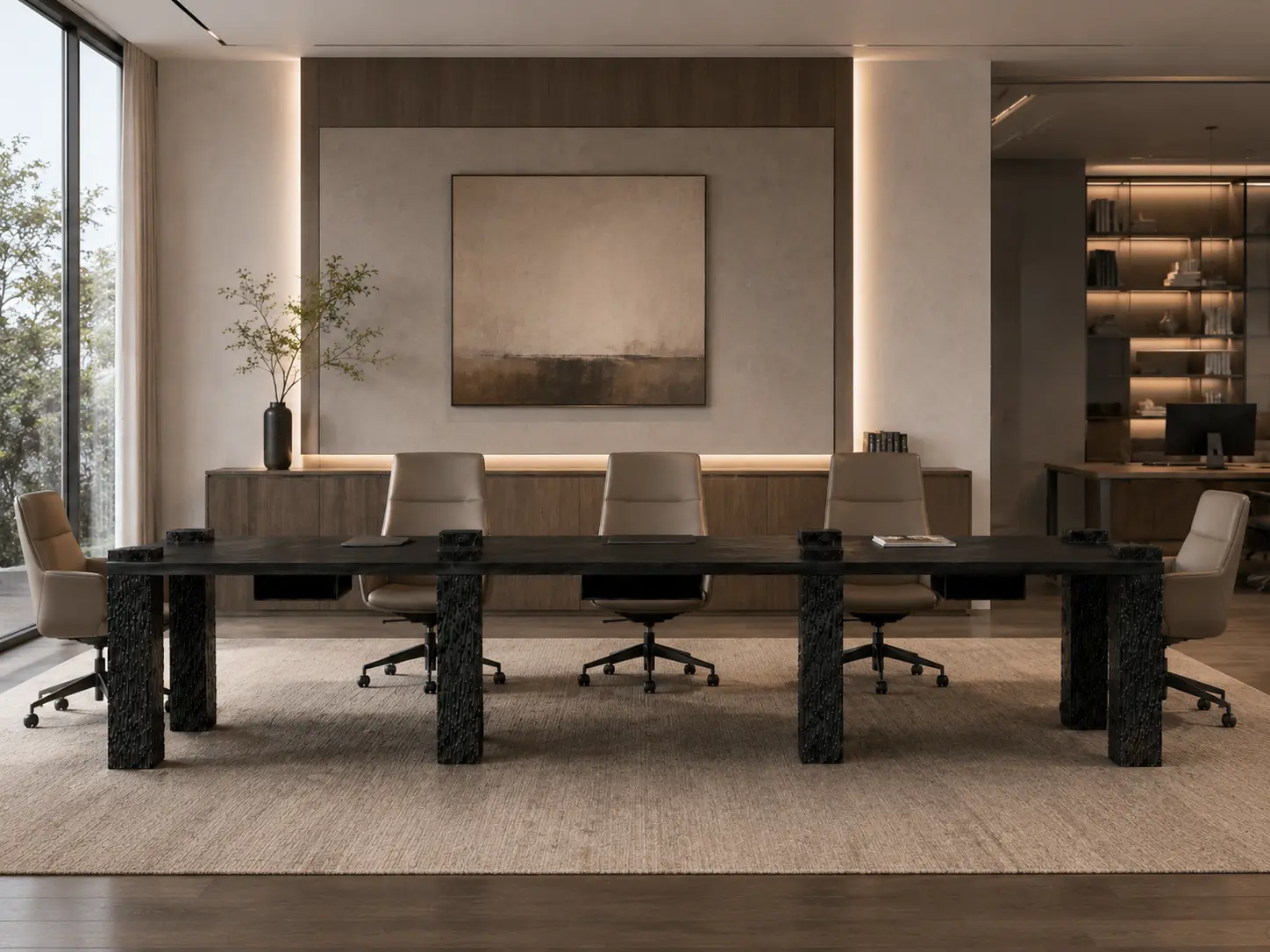 Custom meeting table for office and commercial interiors in Kuala Lumpur.