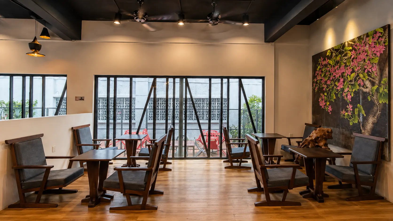 Commercial bespoke timber furniture by Kok Art and Craft in Kuala Lumpur.