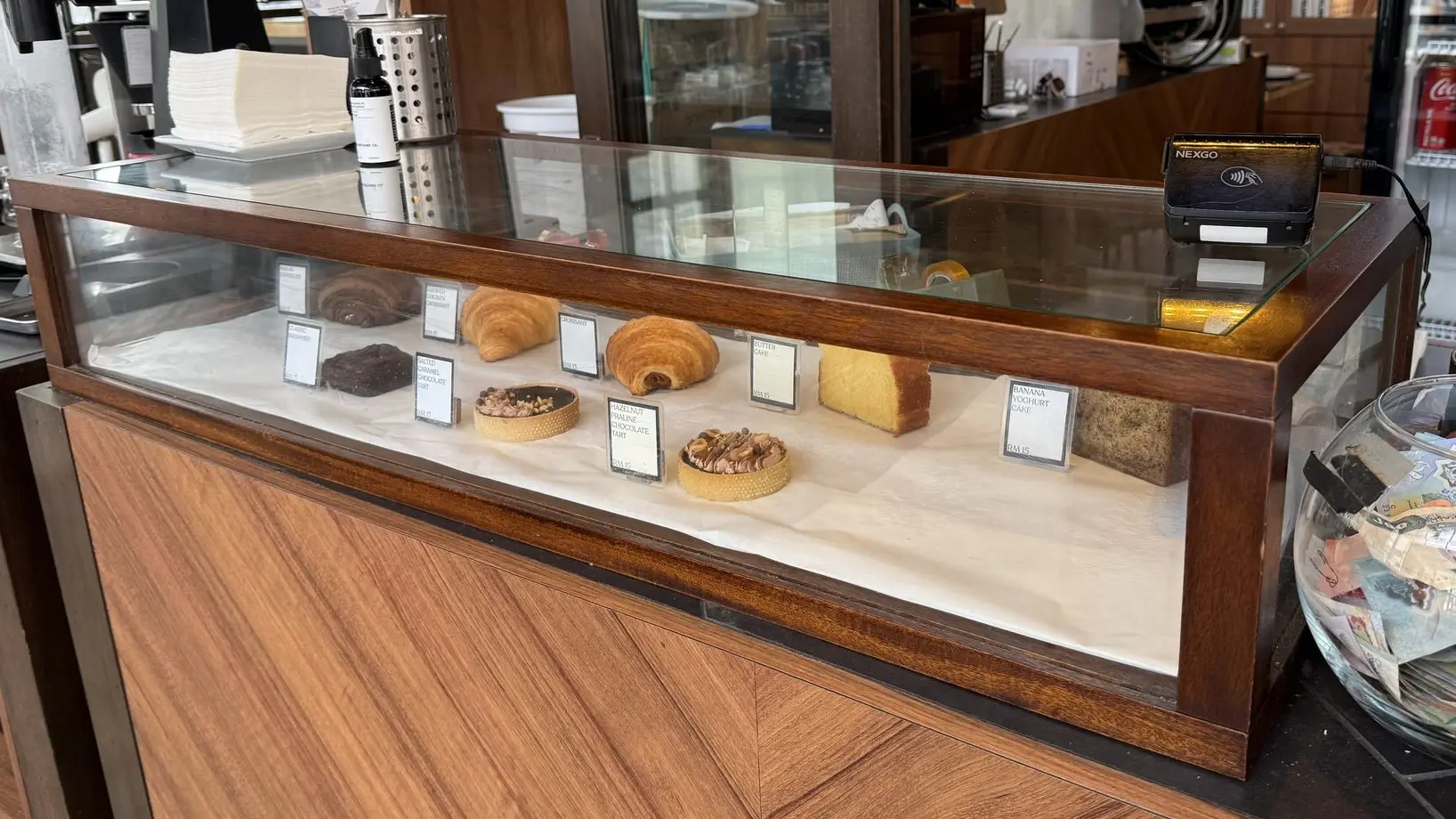 Custom cake display and timber fixture for a commercial space.