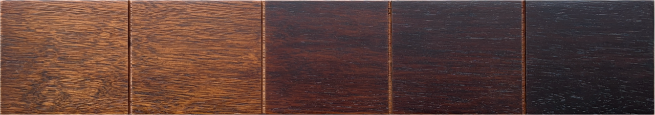Merbau lacquer layer swatch from D1 to D5.